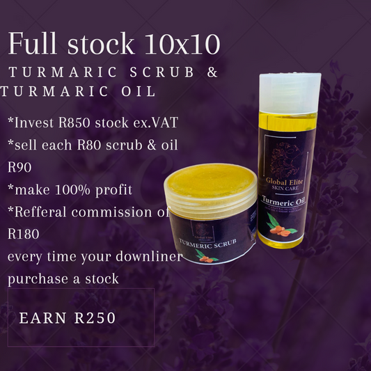 Full stock 10x Turmeric oil & 10 turmaric Scrub